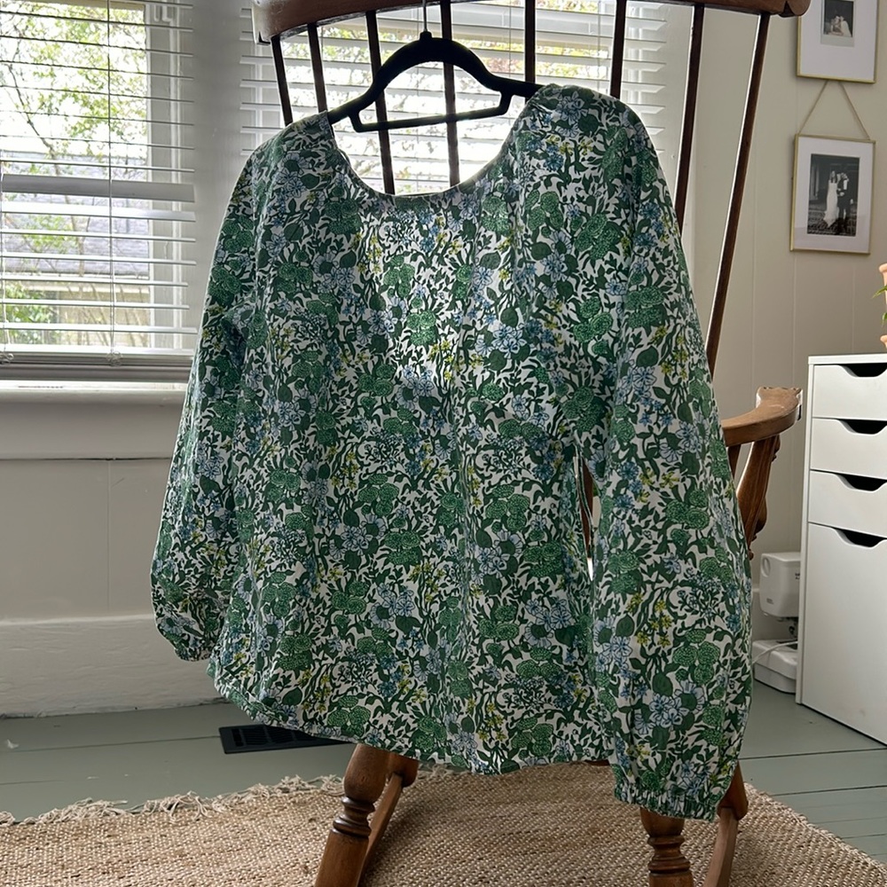 Spring Green J. Crew Floral Blouse
